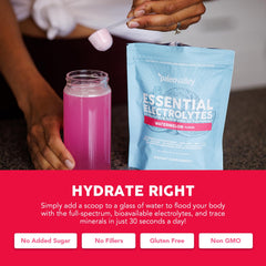 Paleovalley electrolytes powder being mixed in a glass for quick hydration.