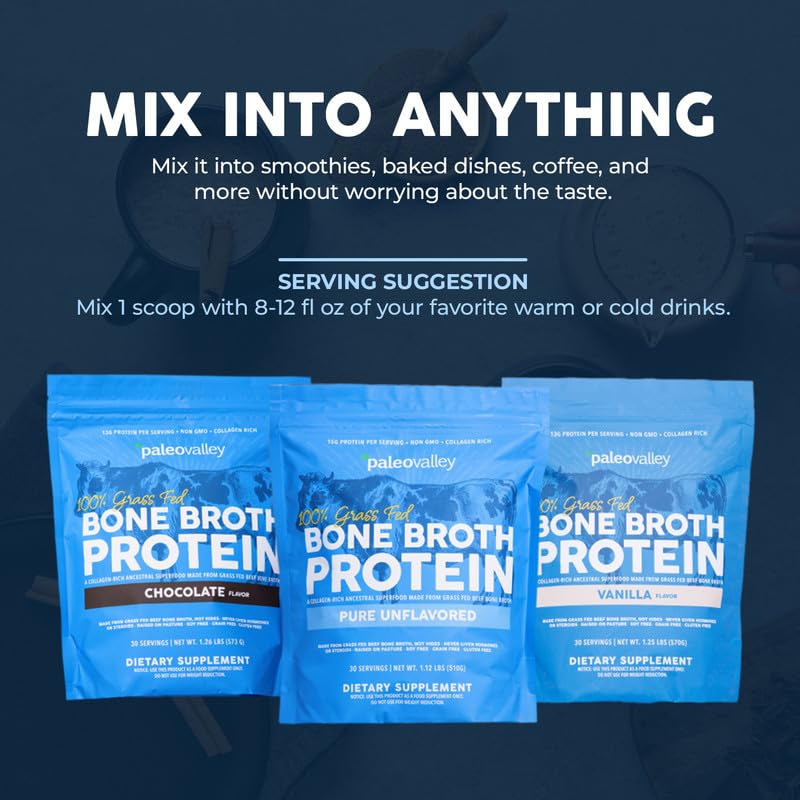 Paleovalley ingredients label on bone broth powder