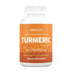 Paleovalley Organic Turmeric Complex bottle for joint and immune support.