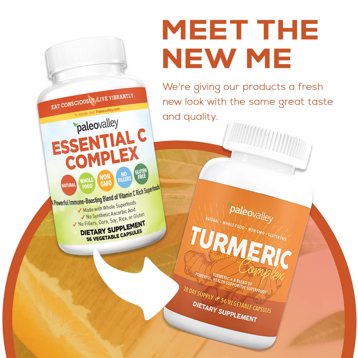 Close-up of Paleovalley Organic Turmeric Complex label with full-spectrum ingredients.