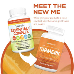 Close-up of Paleovalley Organic Turmeric Complex label with full-spectrum ingredients.