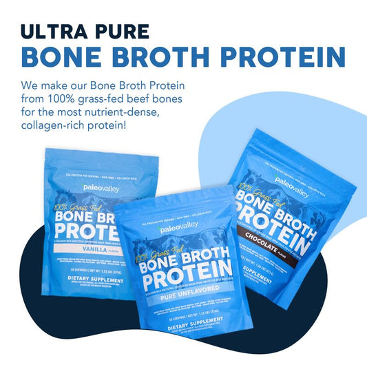 Paleovalley vanilla scoop beside tub highlighting convenient serving