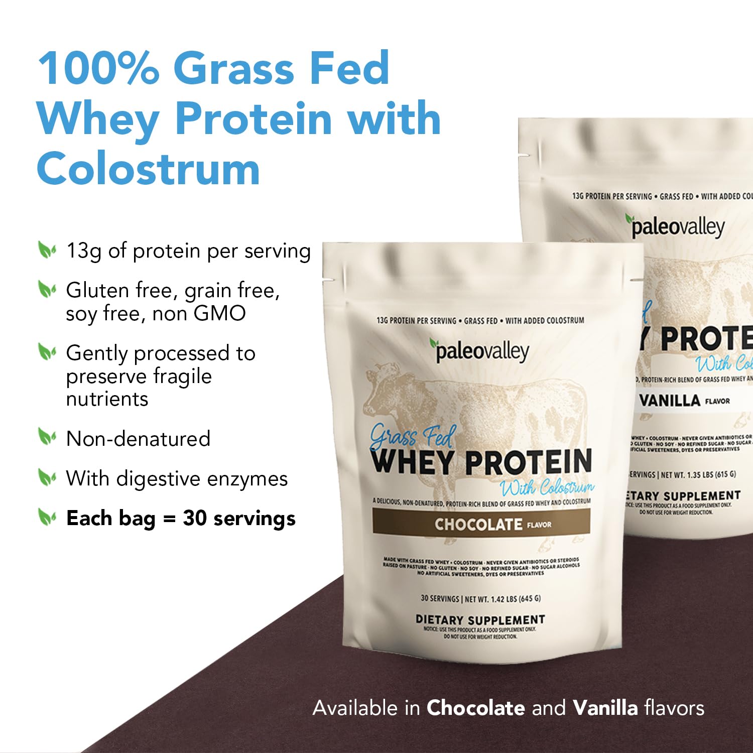 Paleovalley whey powder pour illustrating smooth shake preparation