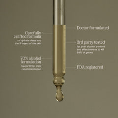 Palma de Salus pump dispenser shown for easy, mess-free application