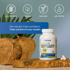 Serving spoon with Palmara Health capsules for easy daily dosing.