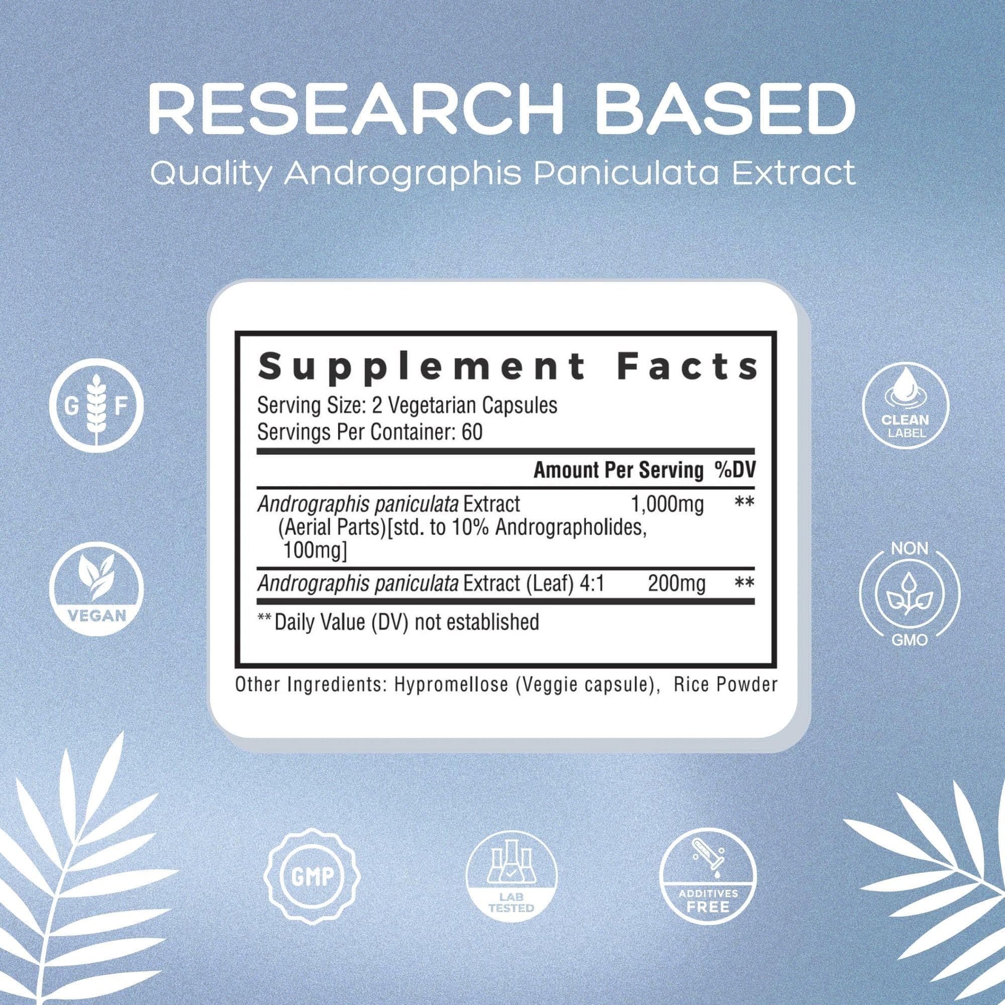 Palmara Health 100mg andrographolides standard on label.