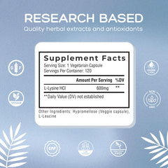 Palmara Health Clean L-Lysine 600mg capsules close-up reveals consistent potency.