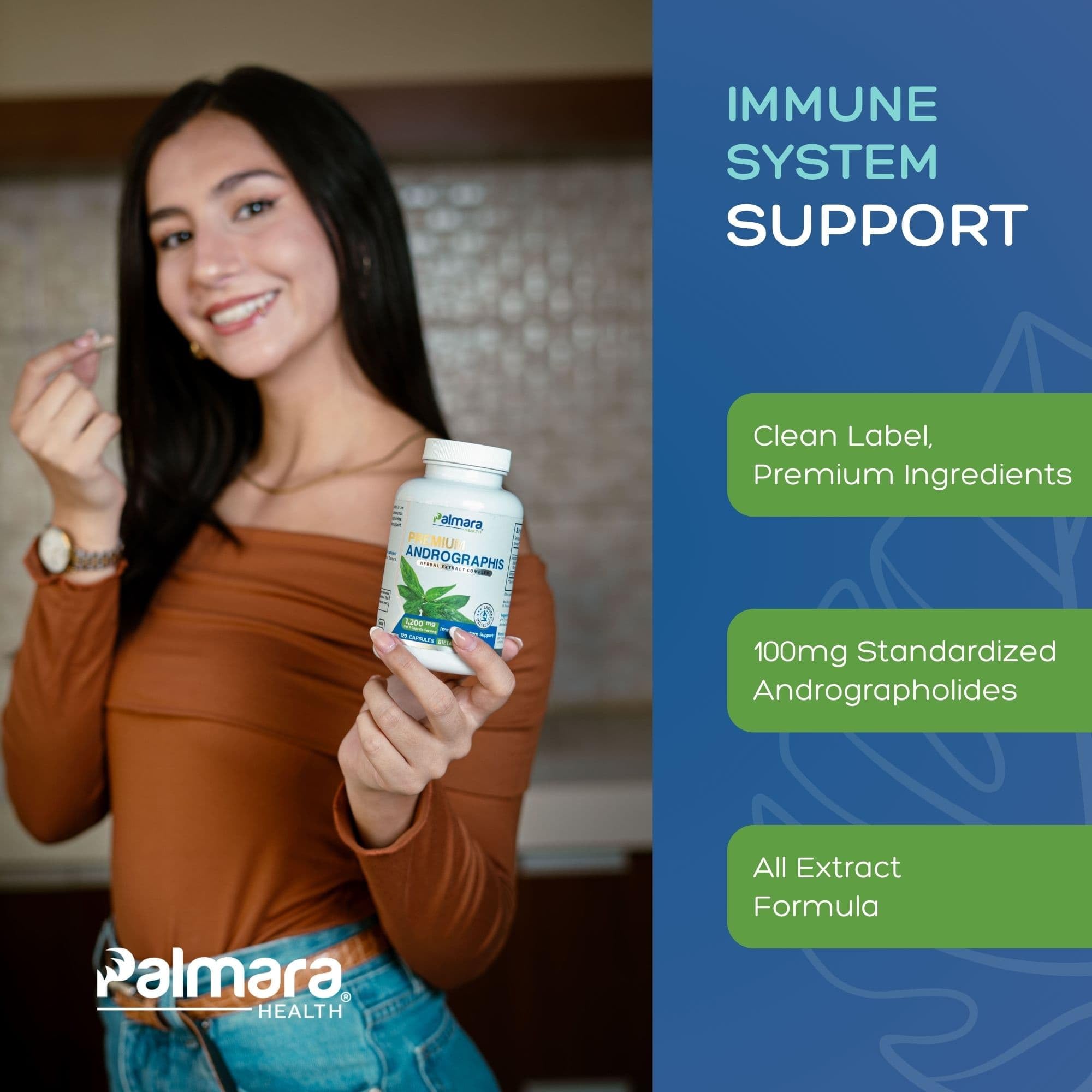 Palmara Health lab-tested seal on bottle label.