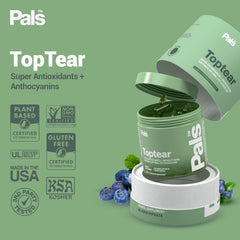 PALS bilberry extract capsules closeup highlighting antioxidant support for eyes.
