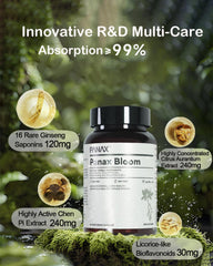Panax Bloom Daily Breathing vegan formula emphasizes plant-based, allergen-conscious support.
