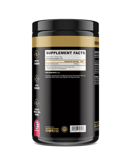 Panda Supps creatine powder scoop closeup supports strength and recovery