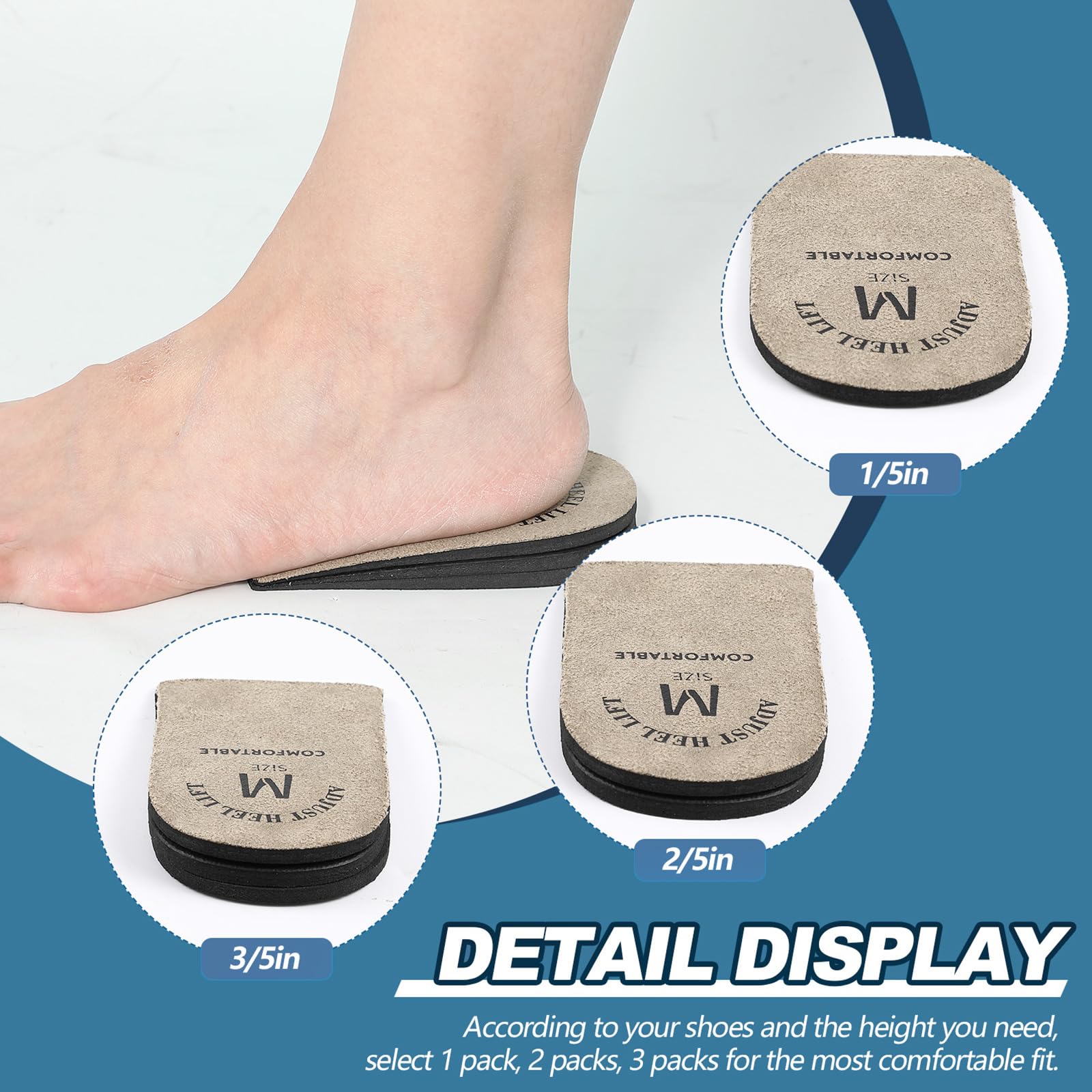 Panitay heel lift with detachable layers for customizable height options and comfort