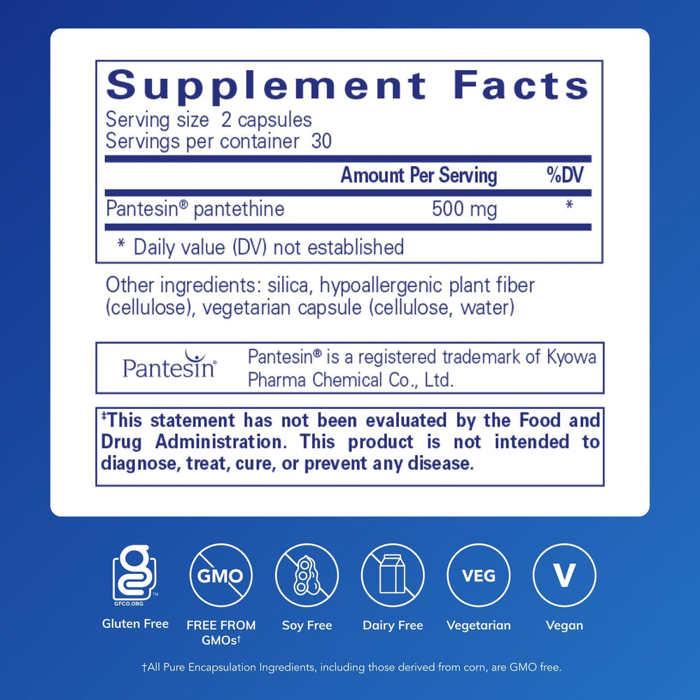 Pantethine capsules close-up highlights compact, easy-to-take pills for a daily routine.