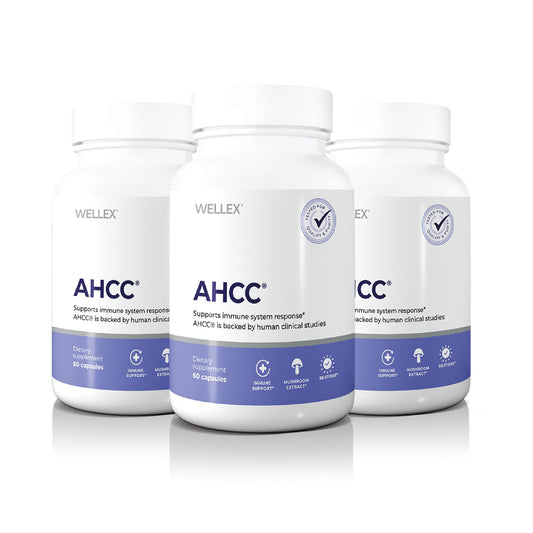 Papillex AHCC bottle front view showing strong immune support.