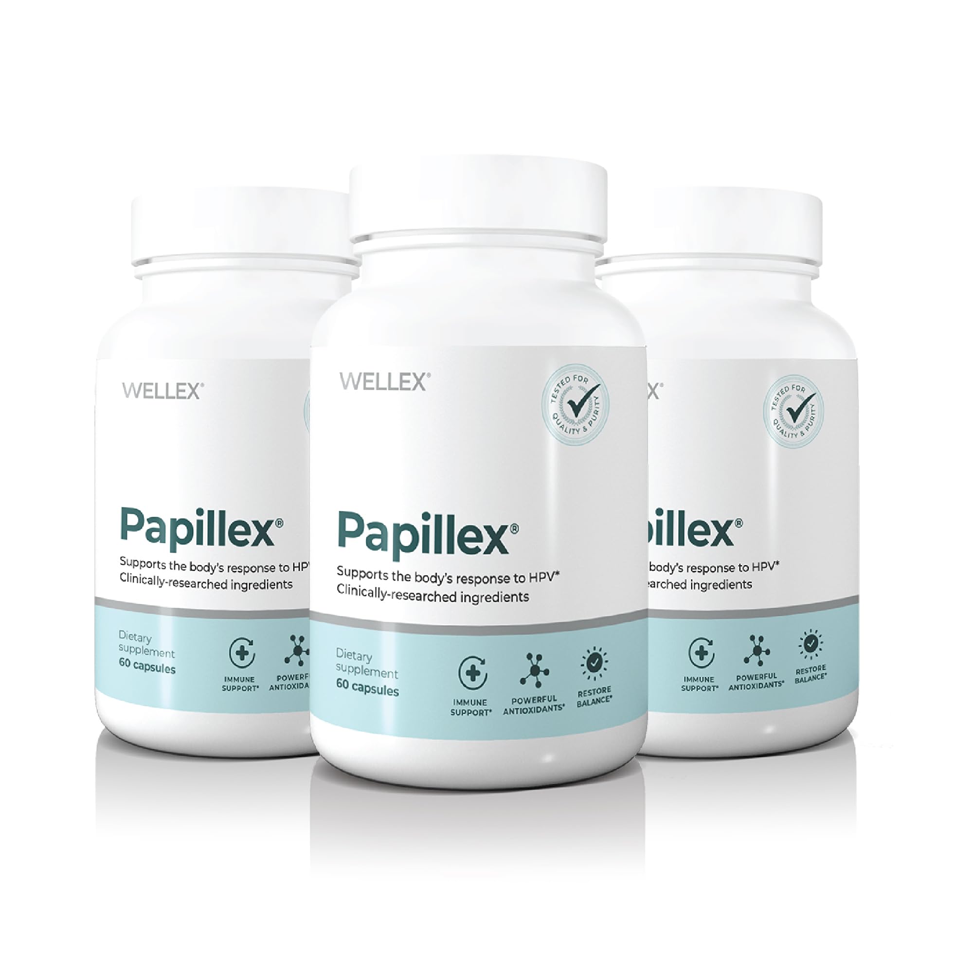 Papillex bottle cap close-up showing secure packaging for easy dosing.