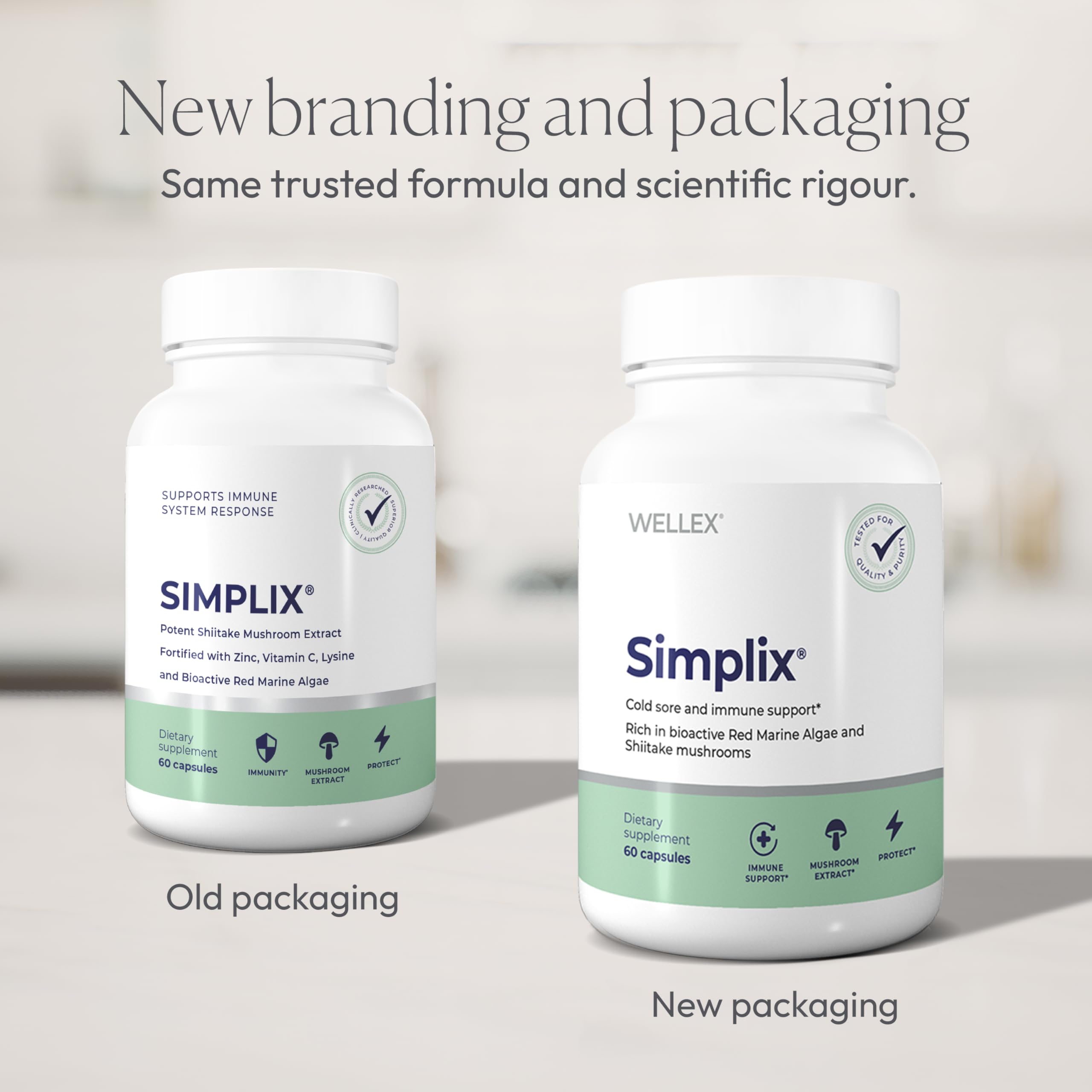 Papillex Simplix bottle label close-up showing capsule count
