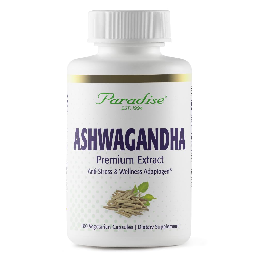 Paradise Herbs Ashwagandha capsules support daily calm and energy.