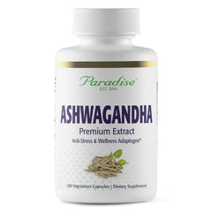 Paradise Herbs Ashwagandha capsules support daily calm and energy.