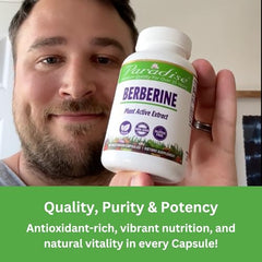 Paradise Herbs Berberine bottle label close-up highlights vegan gluten-free formula