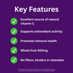 Paradise Herbs Camu Camu Extract label close-up with 400 mg strength.