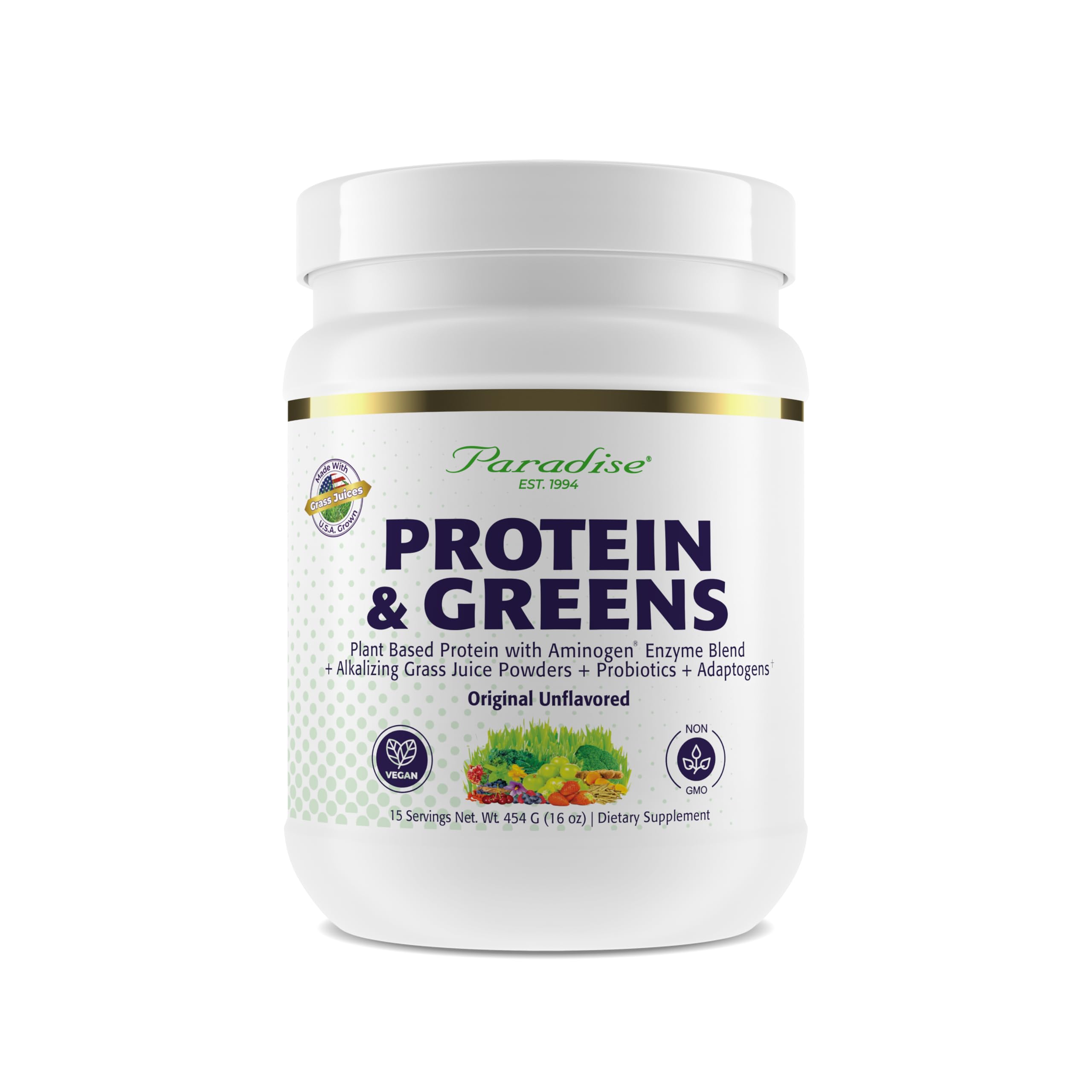 Paradise Herbs ORAC Energy Protein & Greens bottle pour for on-the-go antioxidant nutrition.