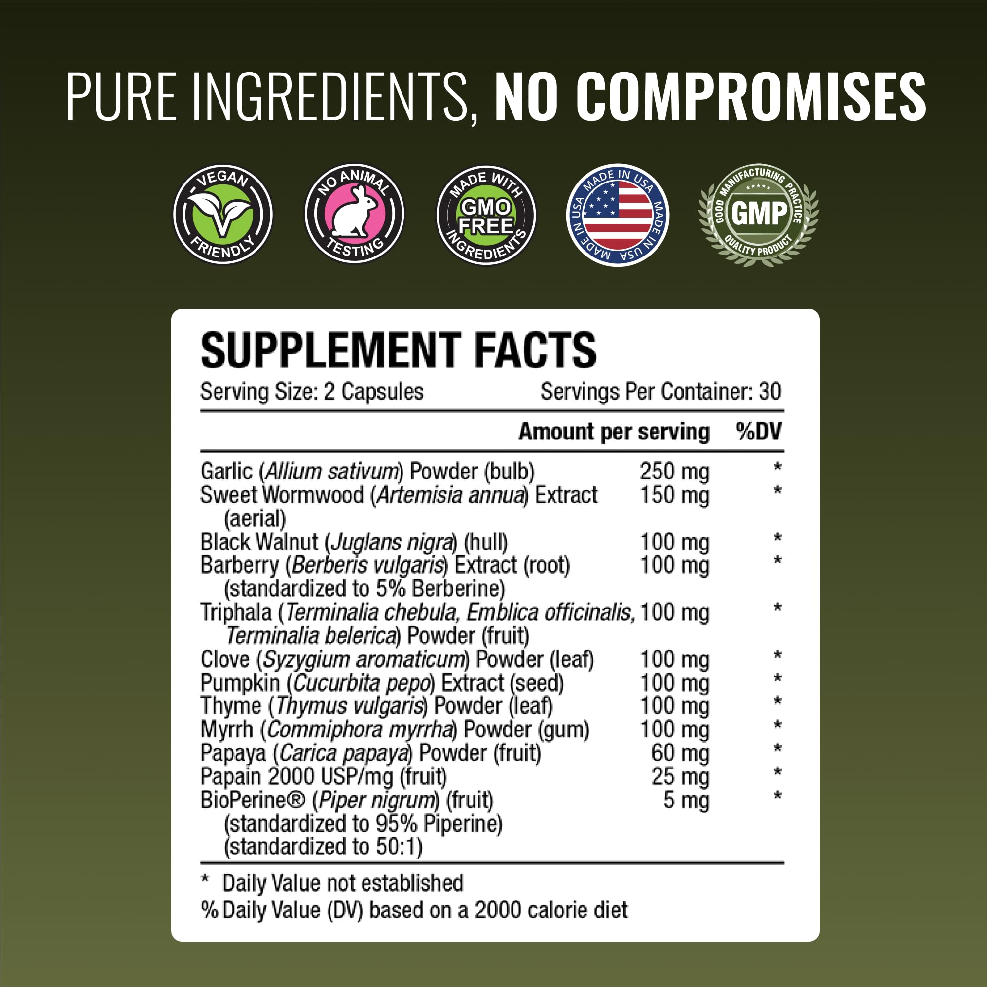 Parastrin packaging with capsules highlights purity and GMP-grade manufacturing.
