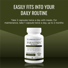 Parastrin vegan supplement capsules ready for on-the-go gut support.