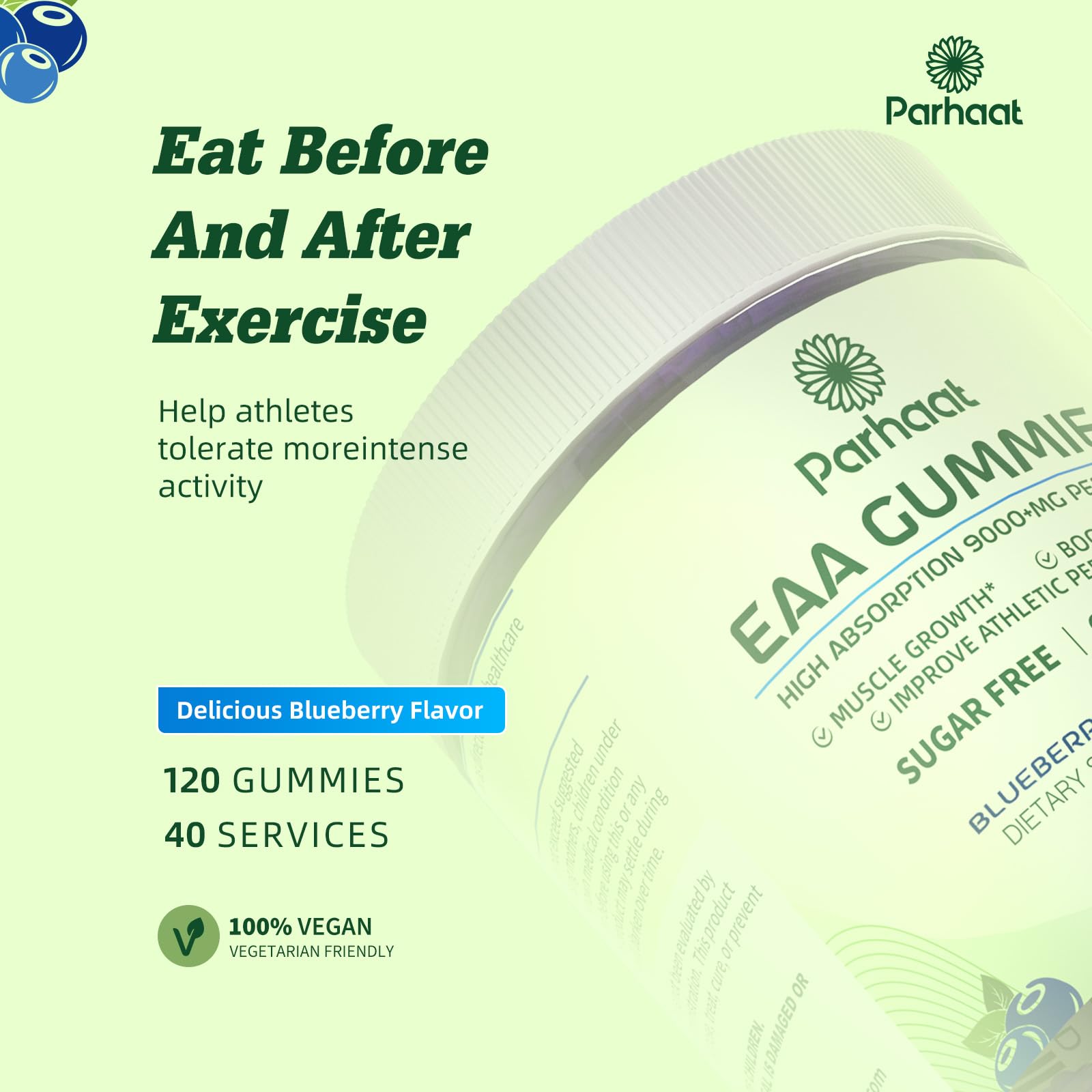 Parhaat EAA Gummies vegetarian friendly formula for plant-based diets