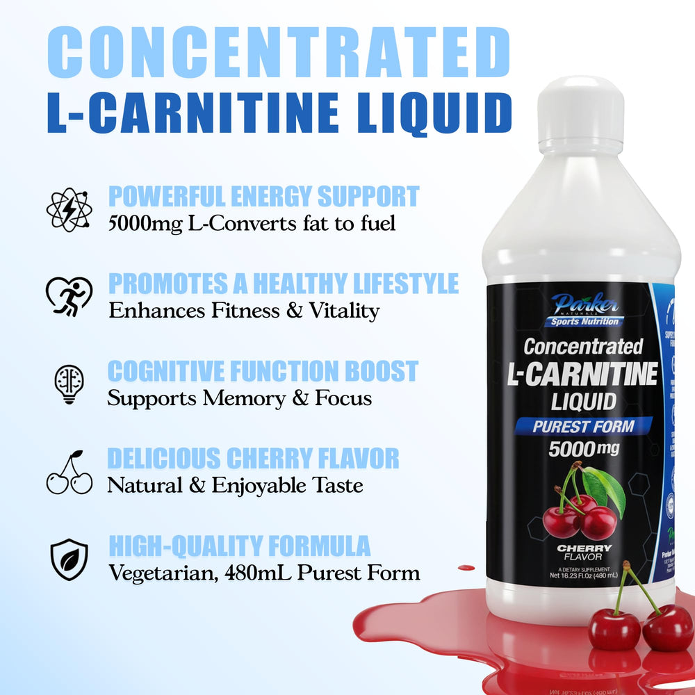 Parker Naturals L-Carnitine cherry flavor liquid delivers tasty daily supplementation.