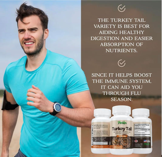 Parker Naturals organic turkey tail mushrooms ingredients label highlighting purity