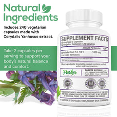 Parker Naturals veggie capsule packaging suitable for convenient everyday use