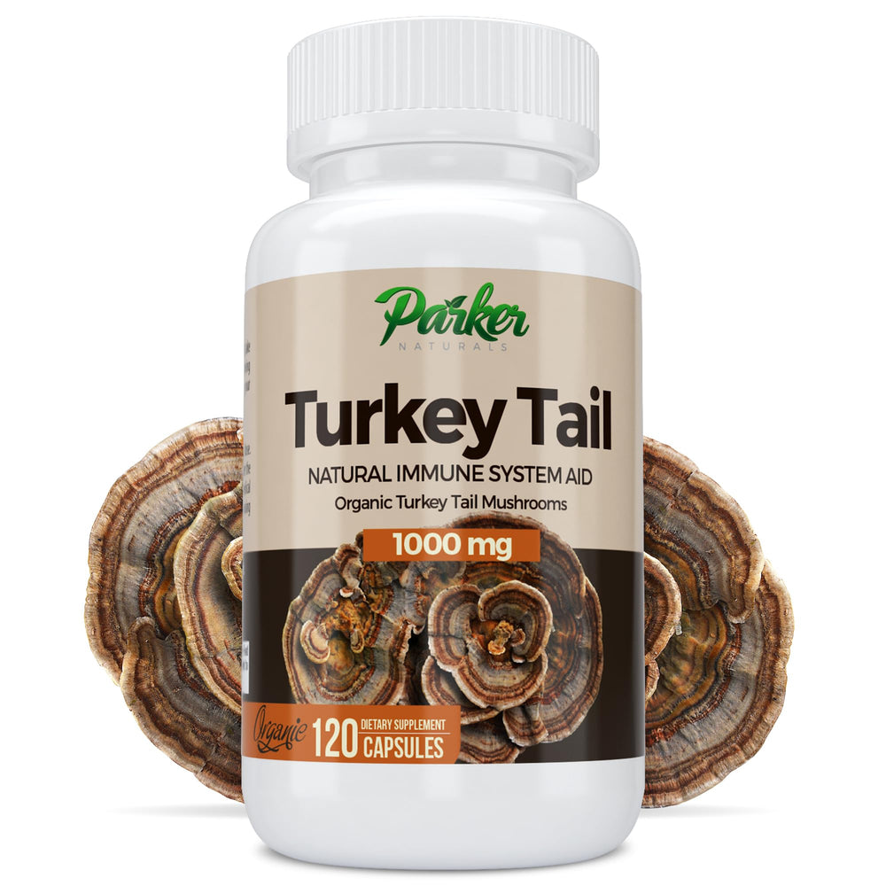 Parker Naturals turkey tail capsules bottle front for daily immune support