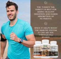 Parker Naturals Turkey Tail capsules closeup showing premium organic mushroom supplement.