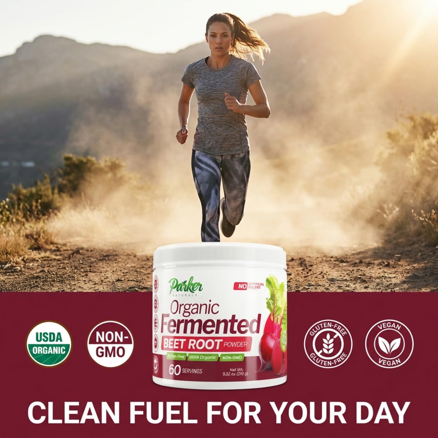 Parker Naturals beet root powder in a smoothie serving suggestion