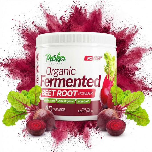 Parker Naturals fermented beet root powder bottle for immune support