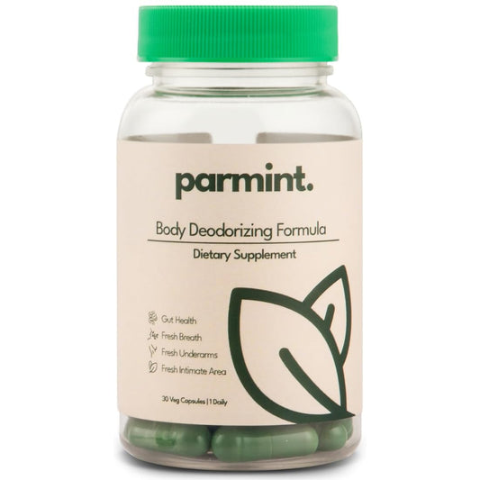 Parmint whole body bottle front promoting daily internal freshness.