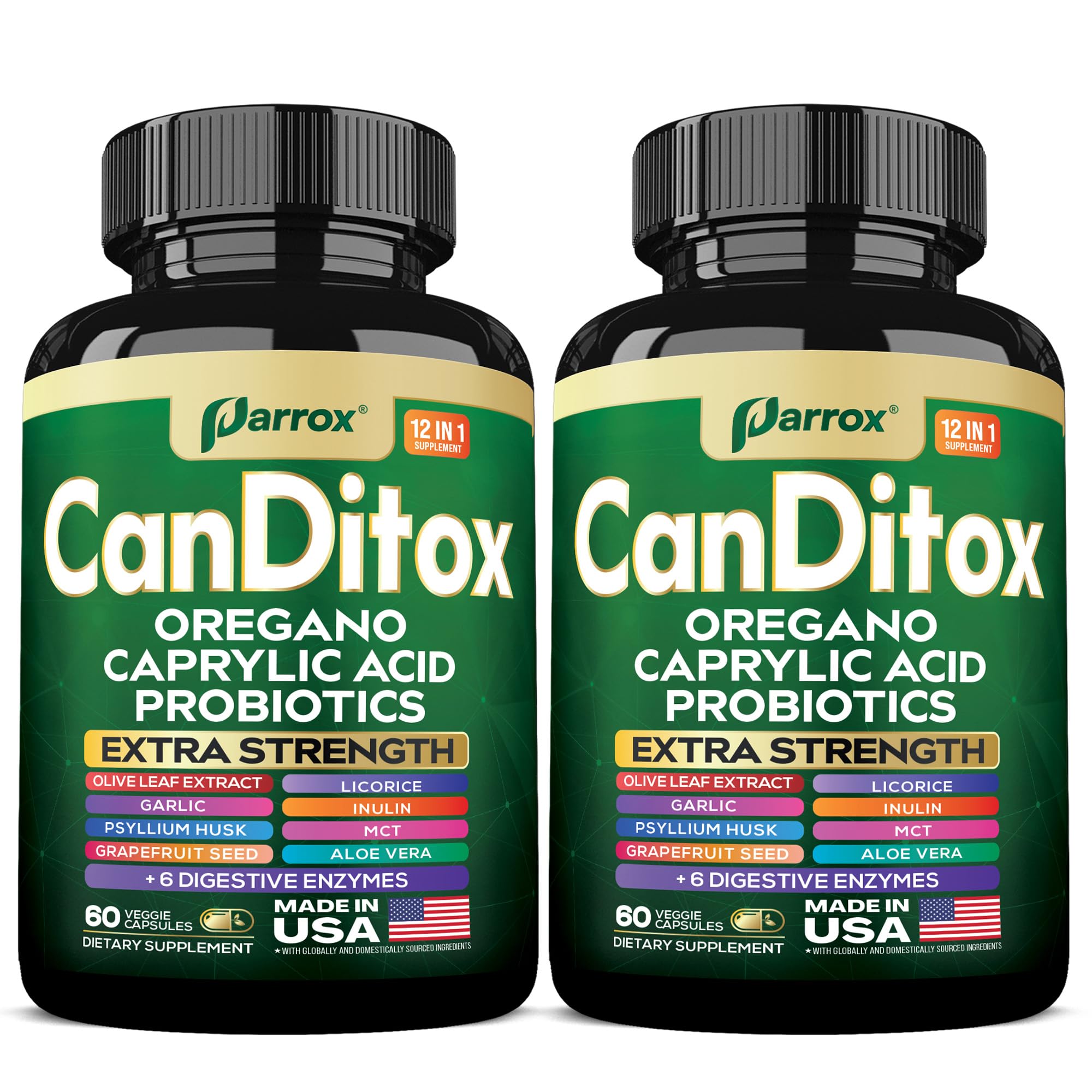 Parrox CanDitox bottle with full label for easy daily capsule routine.