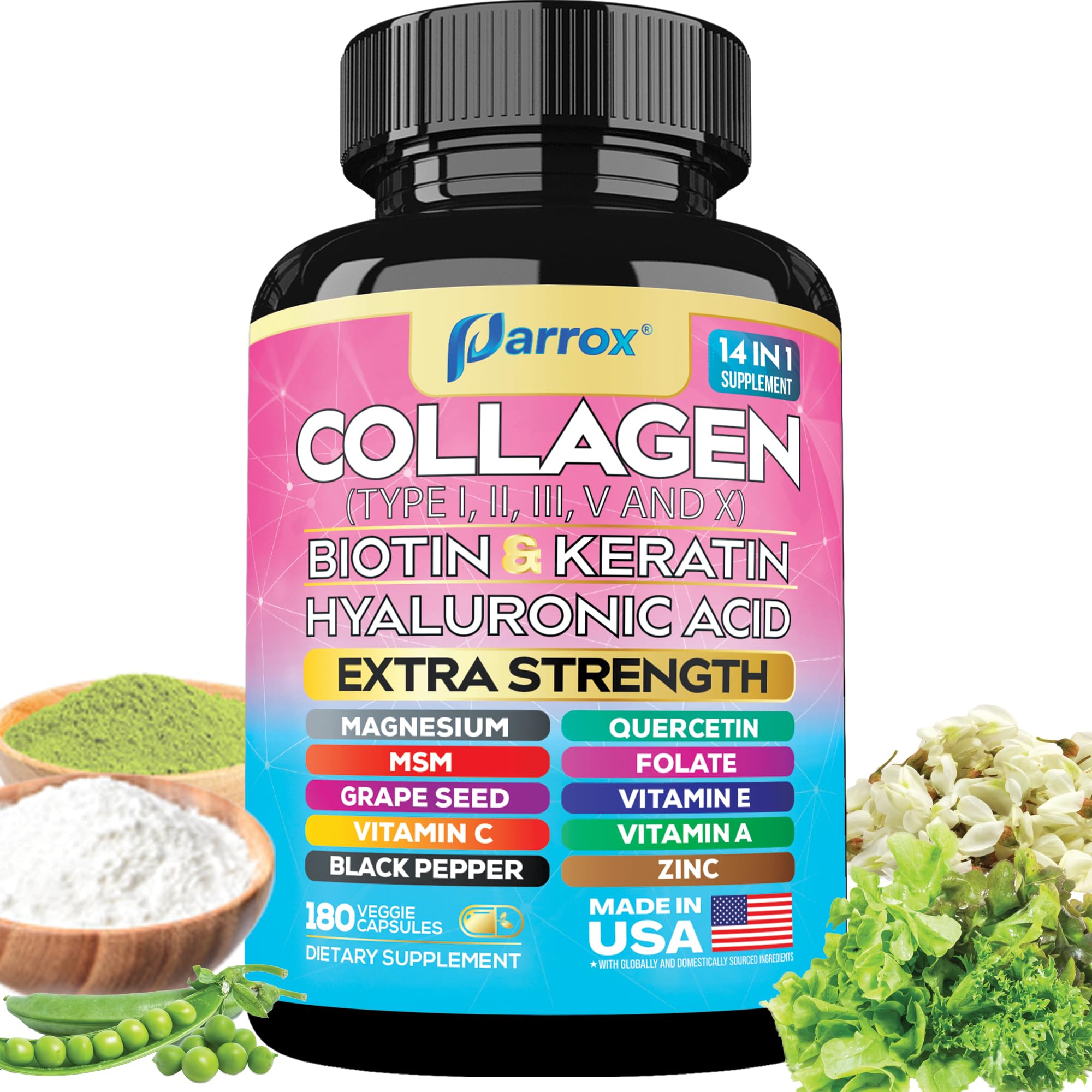 Parrox collagen 14in1 bottle for daily skin-support and overall radiance.