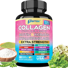 Parrox collagen 14in1 bottle for daily skin-support and overall radiance.