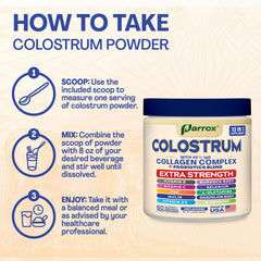 Parrox Colostrum Powder being added to a smoothie or drink.