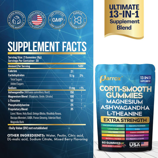 Parrox Corti-Smooth bottle back showing supplement details and ingredients