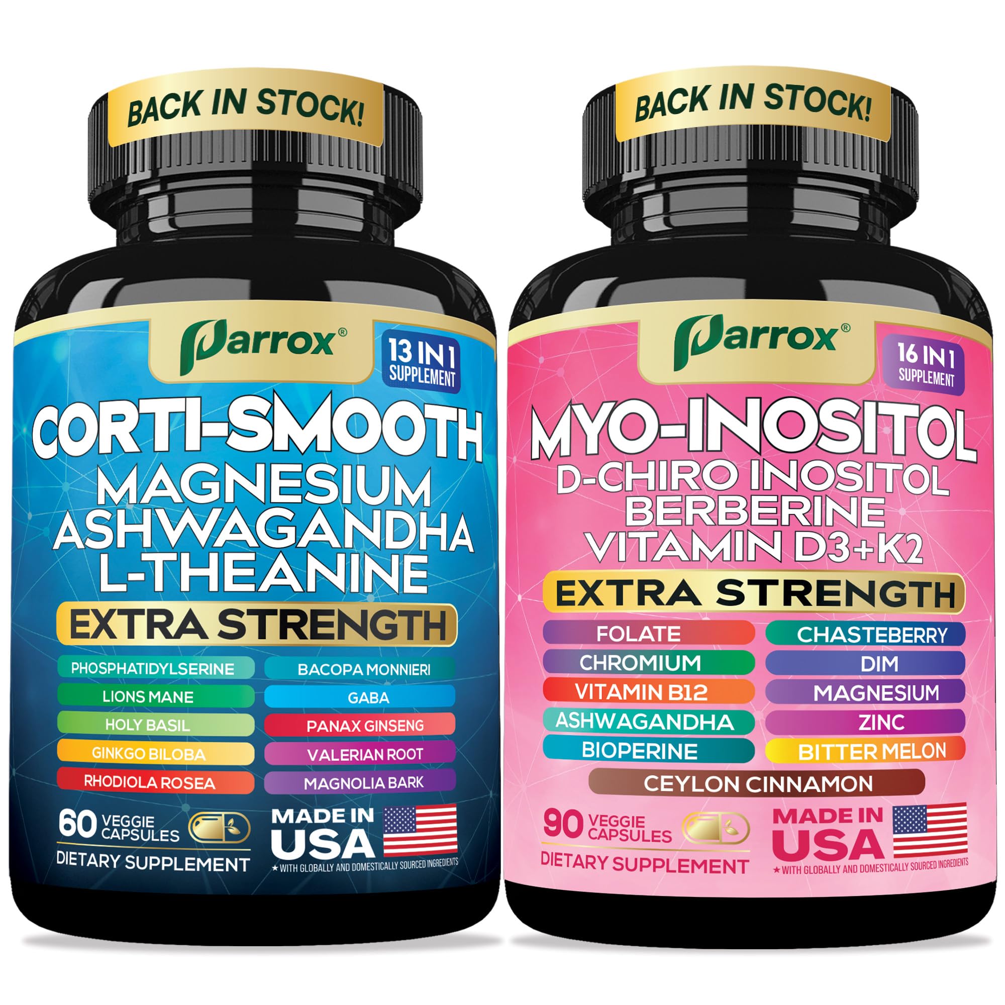 Parrox cortisol 13-in-1 bottle for daily balance and focus.