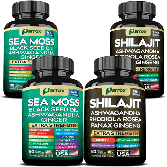 Parrox Dynamic Vitality Bundle shilajit bottle supports daily energy and balance