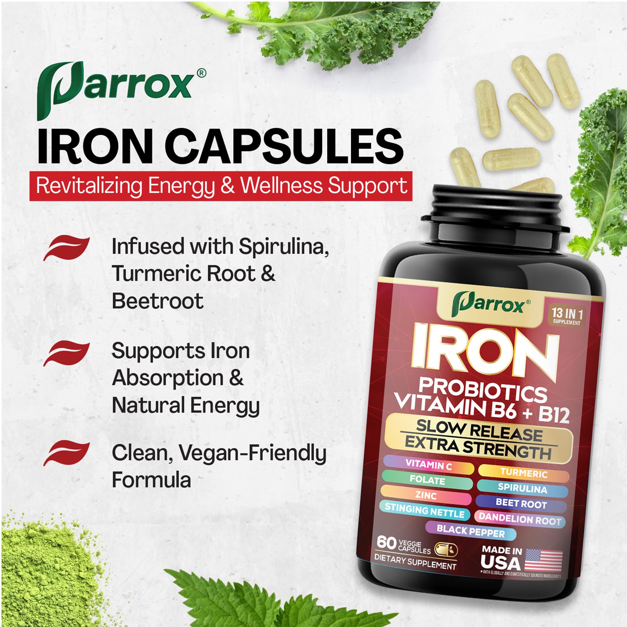 Probiotic element with Lactobacillus Plantarum supports gut-friendly balance.