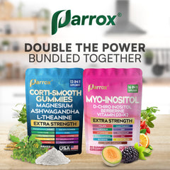 Parrox gummies open bottle with a few gummies spilled, convenient daily snack.