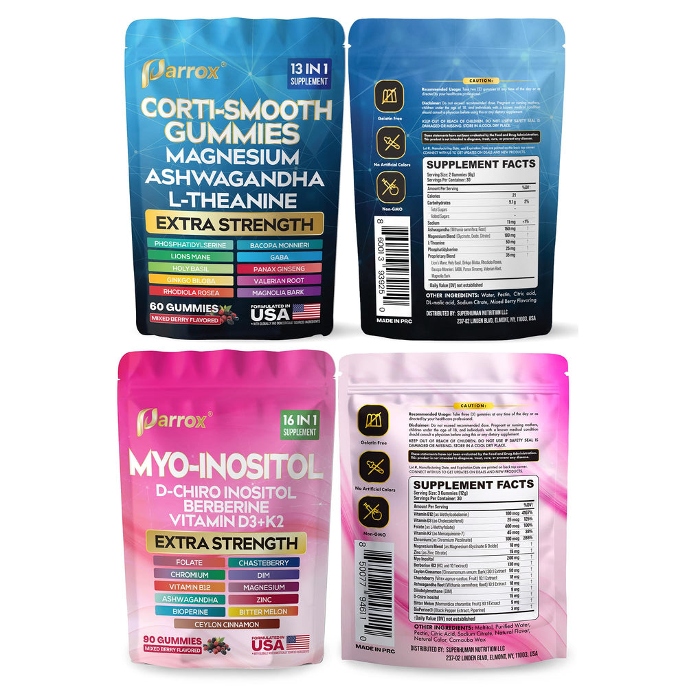 Parrox ingredients blend visual emphasizing Myo-Inositol and Berberine components.