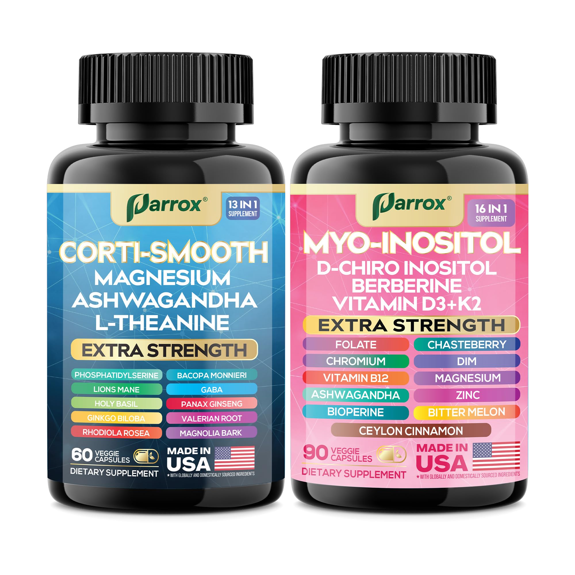 Parrox ingredients chart highlights key nutrients like Ashwagandha, Berberine.