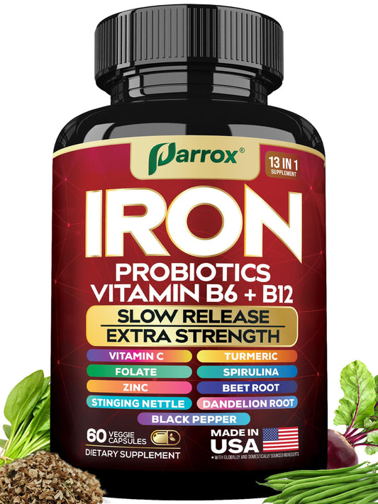 Parrox Iron slow-release bottle with capsules supports steady daily energy