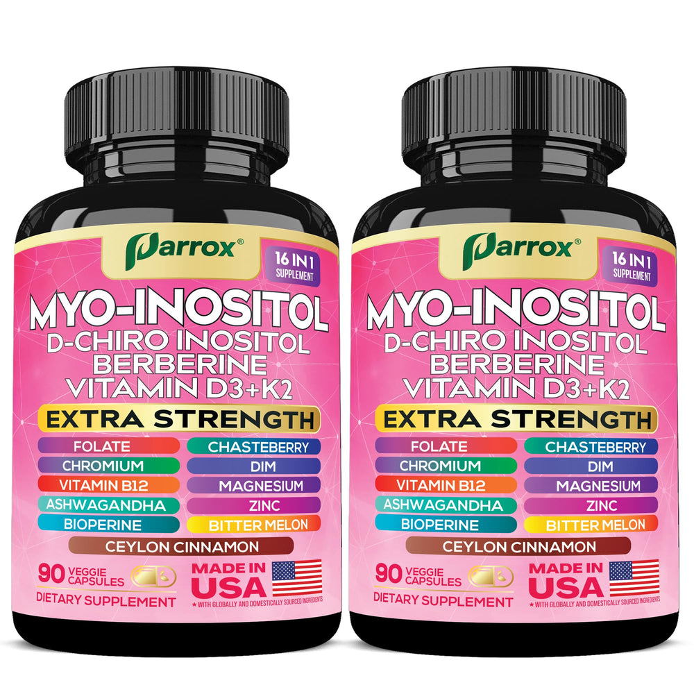 Parrox Myo-Inositol 16-in-1 bottle front for daily balance.