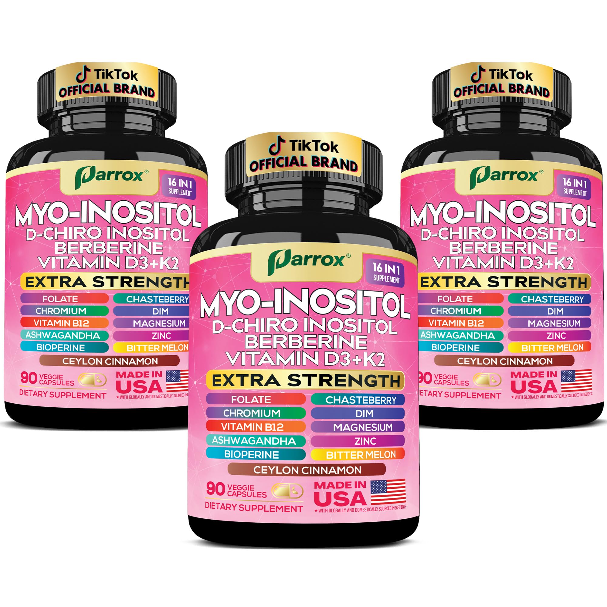 Parrox Myo-Inositol bottle on a wood surface for easy daily use.